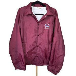 Vintage Spray Beach Yacht Club Jacket Adult L Maroon Red 1970s Windbreaker